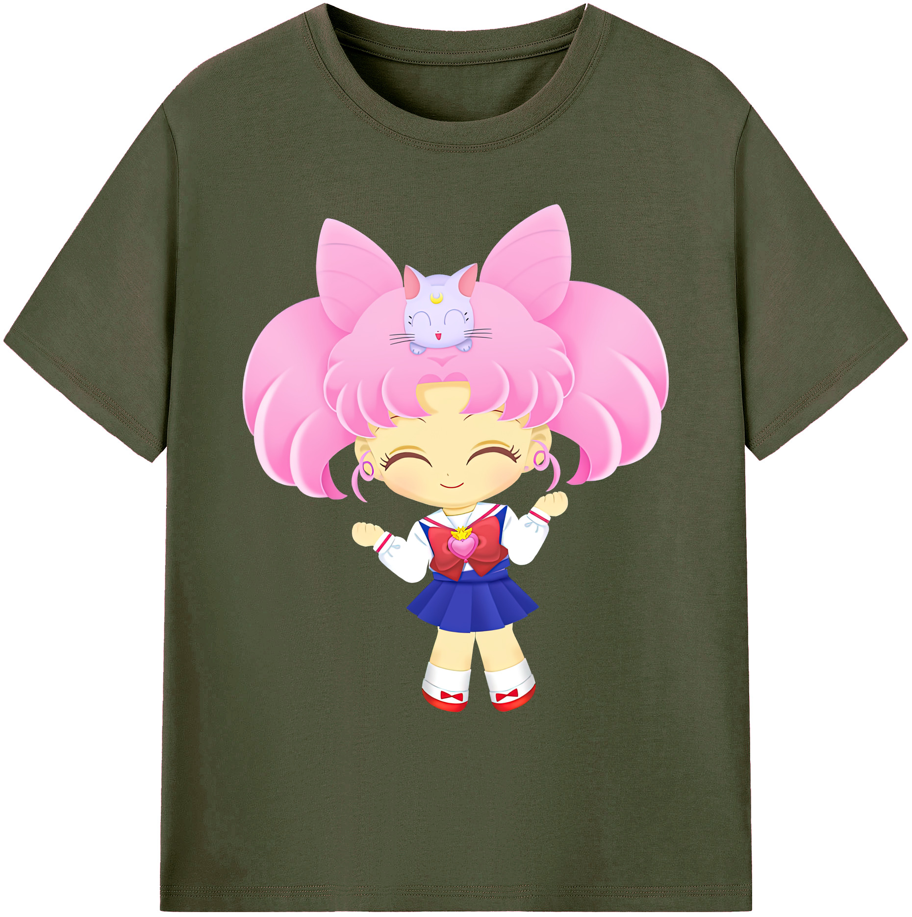（画像用） 美少女戦士セーラームーン ちびうさ Sailor Moon Chibiusa Tsukino Usagi Small Lady Serenity 綿100％ メンズ半袖Tシャツ｜肌触りやわらか＆通気性